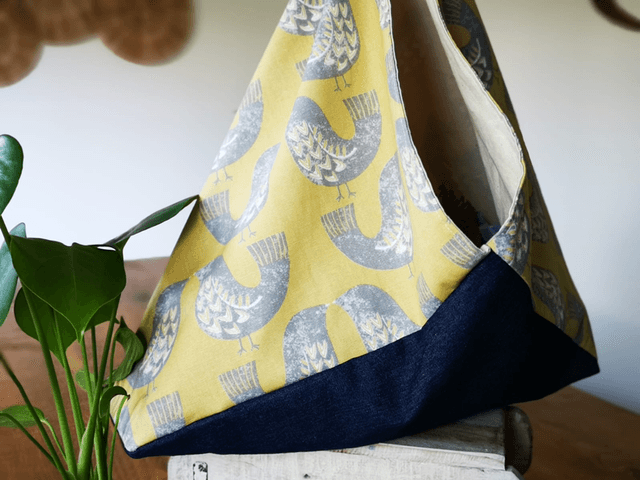 Market Bento Bag - Mustard Scandi Birds Denim