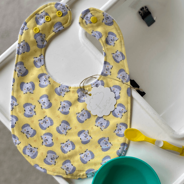 Baby Bib - Yellow Elephants