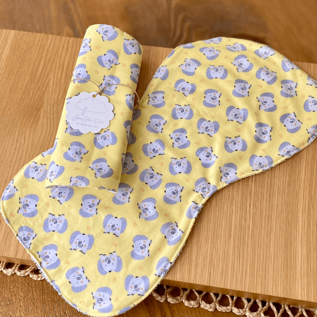 Baby Burp Cloth - Yellow Elephants