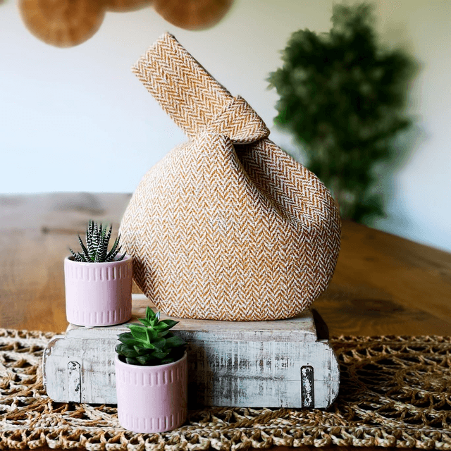 Knot Handbag - Rust Herringbone
