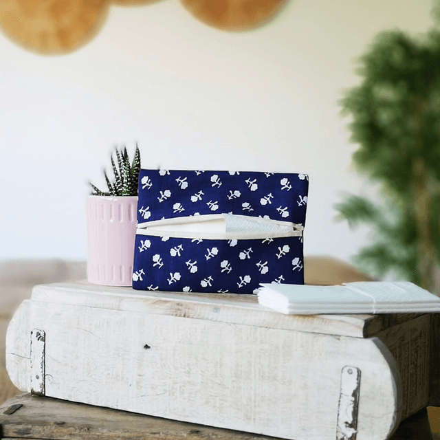 Tissue Pouch - Navy Floral