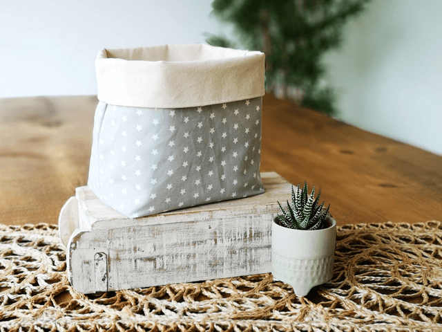 Storage Basket - Grey Stars