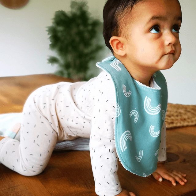 Baby Bib - Sage Green Rainbows