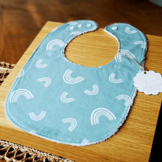 Baby Bib - Sage Green Rainbows